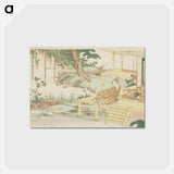 アートポストカード-Admiring wisteria - 葛飾 北斎 Postcard.