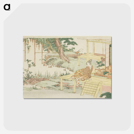 アートポストカード-Admiring wisteria - 葛飾 北斎 Postcard.