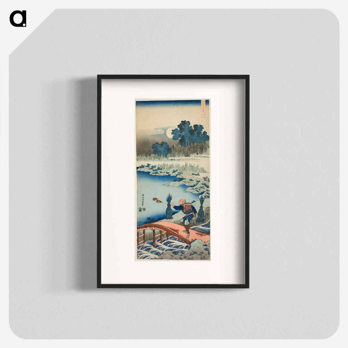 A Peasant Crossing a Bridge - 葛飾 北斎 Poster.