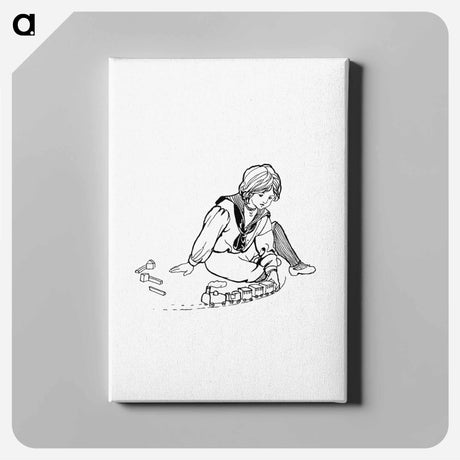 アートパネル-Child Playing with Train Toys
 - 大英図書館 Canvas.