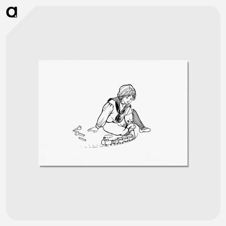 アートポストカード-Child Playing with Train Toys
 - 大英図書館 Postcard.
