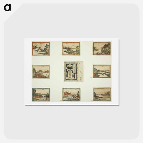 アートポストカード-Eight Views of Omi in Etching Style - 葛飾 北斎 Postcard.