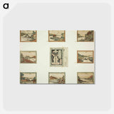 アートポストカード-Eight Views of Omi in Etching Style - 葛飾 北斎 Postcard.