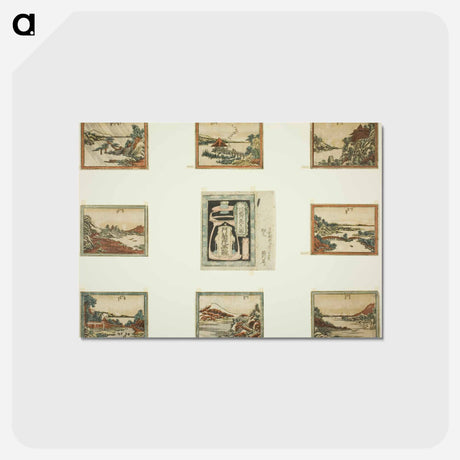 アートポストカード-Eight Views of Omi in Etching Style - 葛飾 北斎 Postcard.