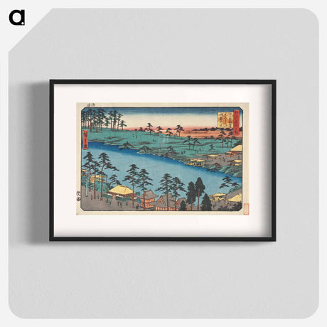 アートポスター-Kumano Shrine and the Pond of the Twelve Shrines at Tsunohazu in Yotsuya
 - 歌川 広重 Poster.