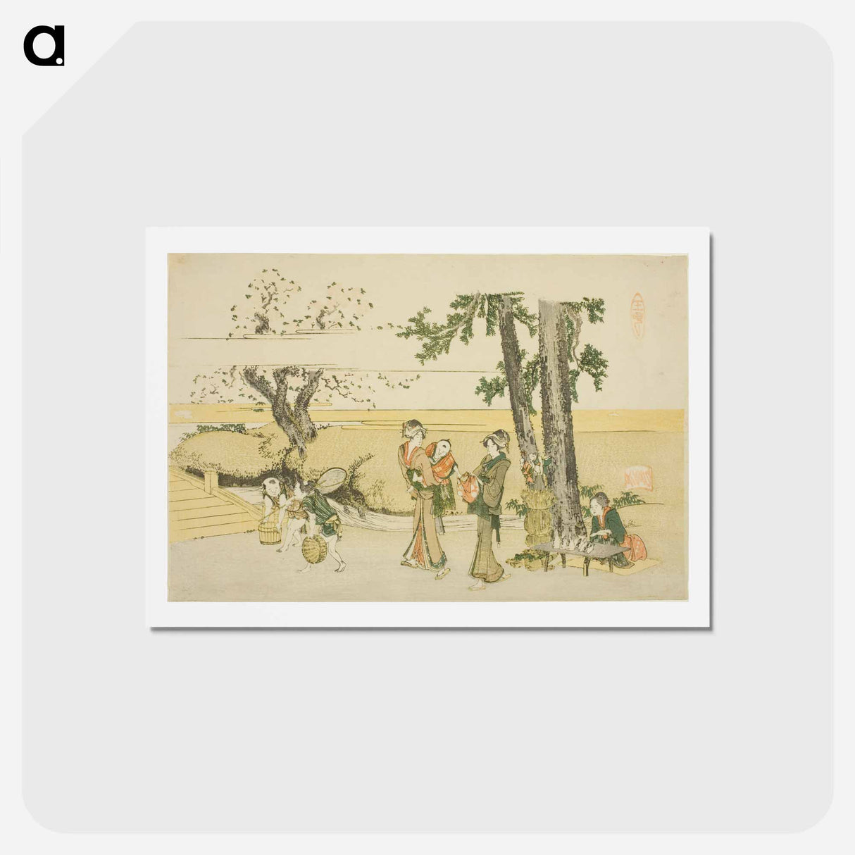 アートポストカード-A Wayside Scene - 葛飾 北斎 Postcard.