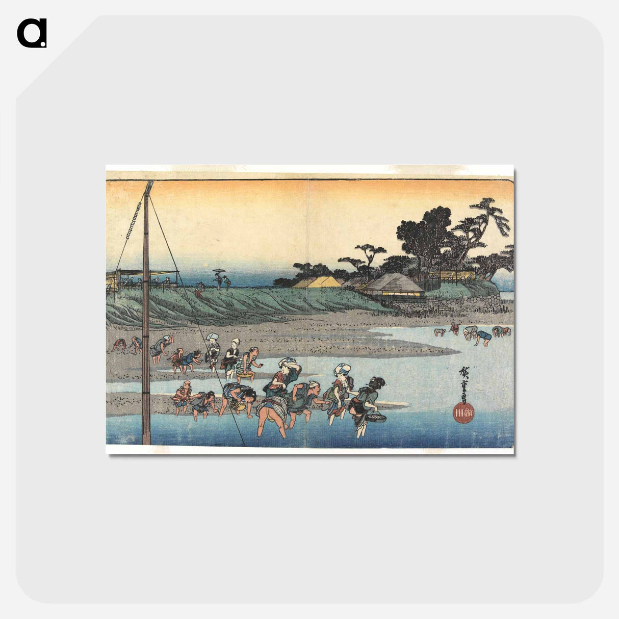 アートポストカード-Gathering Shellfish at Low Tide at Susaki
 - 歌川 広重 Postcard.