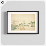Two women stretching cloth - Katsushika Hokusai Poster.