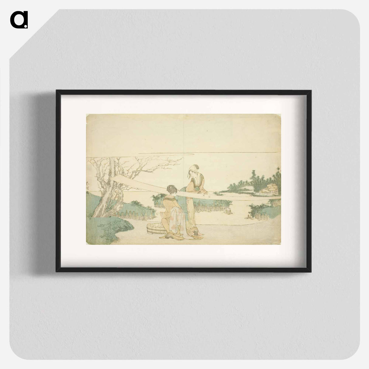 アートポスター-Two women stretching cloth - 葛飾 北斎 Poster.