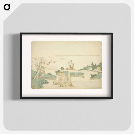 アートポスター-Two women stretching cloth - 葛飾 北斎 Poster.