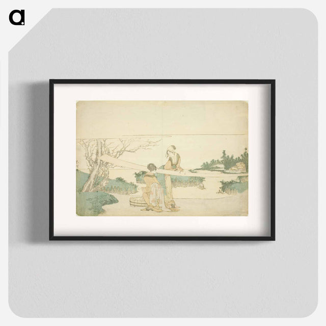 アートポスター-Two women stretching cloth - 葛飾 北斎 Poster.