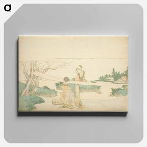 アートパネル-Two women stretching cloth - 葛飾 北斎 Canvas.