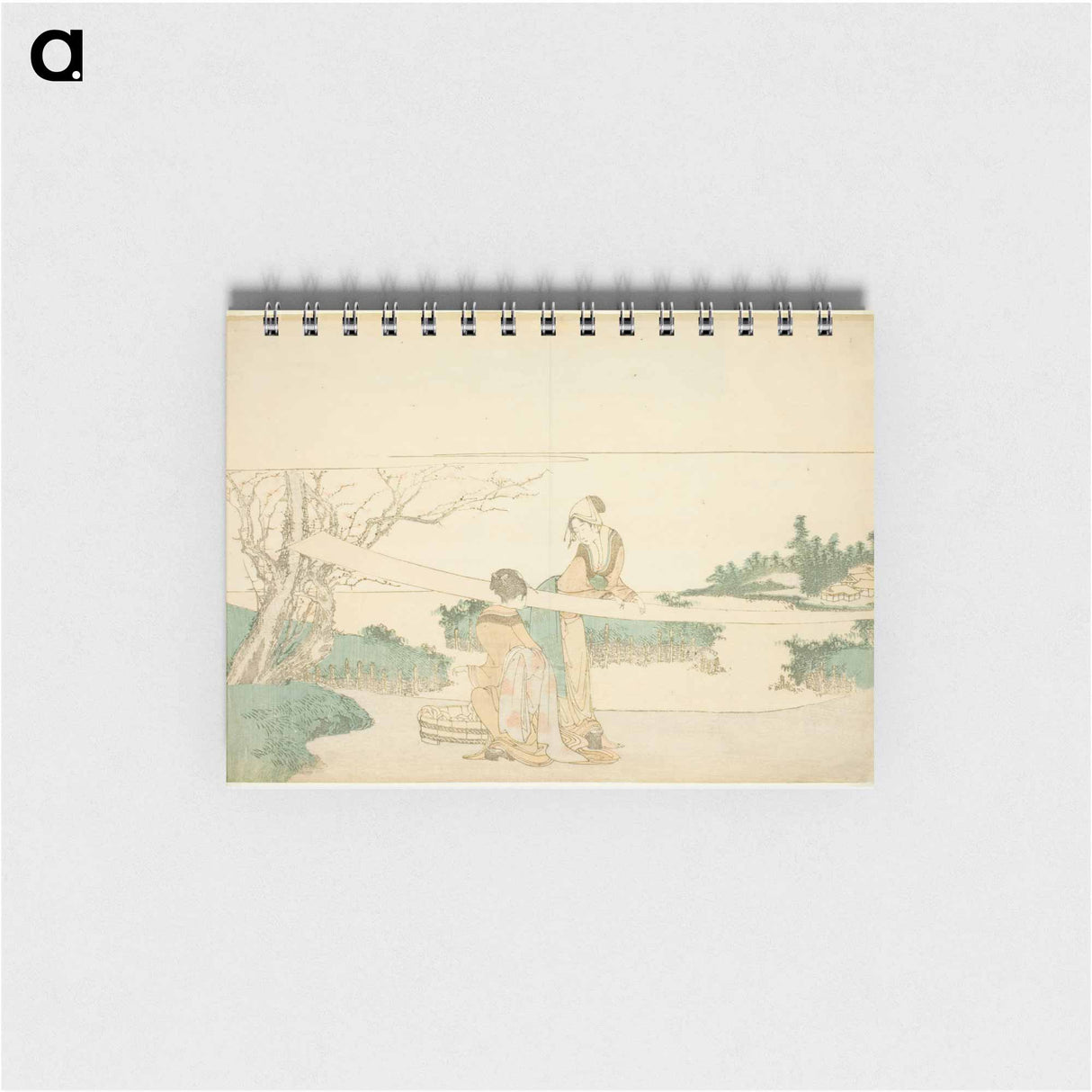 Two women stretching cloth - 葛飾 北斎 Memo.