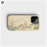 Two women stretching cloth - Katsushika Hokusai Phone Case.