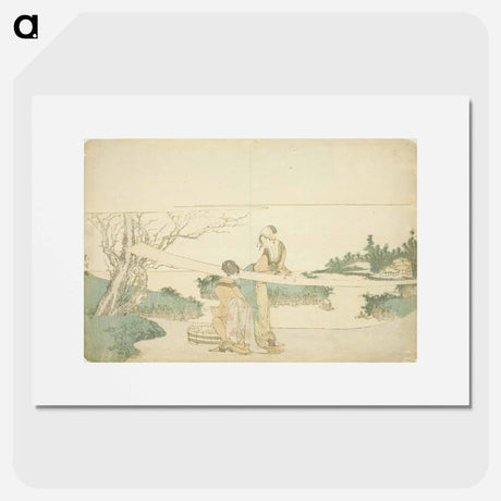 アートポスター-Two women stretching cloth - 葛飾 北斎 Poster.