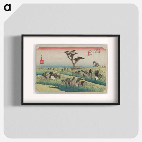 アートポスター-Horses Tethered in a Grassy Field
 - 歌川 広重 Poster.