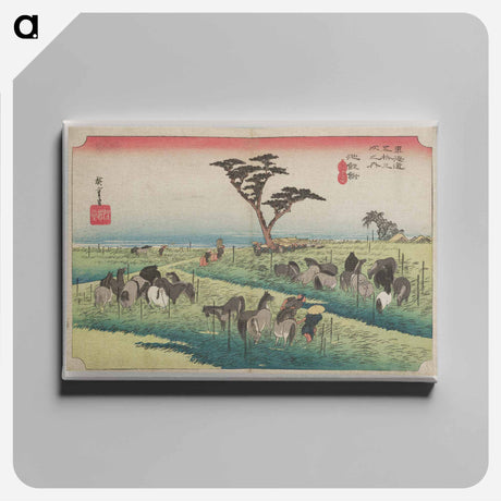 アートパネル-Horses Tethered in a Grassy Field
 - 歌川 広重 Canvas.