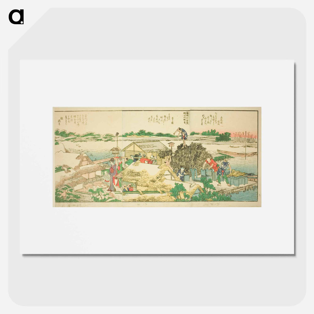 Panoramic Views along the Banks of the Sumida River - Katsushika Hokusai Poster.
