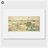 Panoramic Views along the Banks of the Sumida River - Katsushika Hokusai Poster.