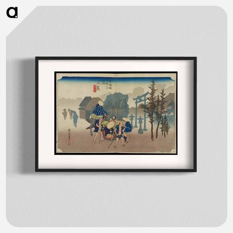 アートポスター-Travelers Passing Through a Torii Gate
 - 歌川 広重 Poster.