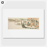 Boating parties on the Sumida River - Katsushika Hokusai Poster.