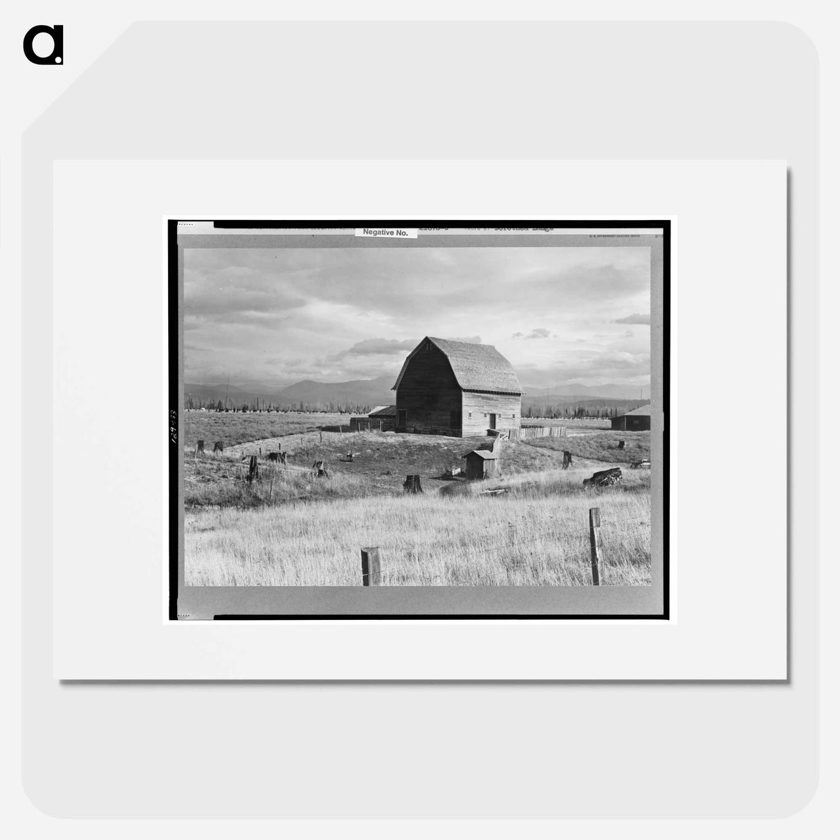 Type barn, characteristic of Idaho, on farm of older settler. Boundary County, Idaho - ドロテア ラング Poster.