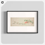 Flowers and spring greens in a hat - Katsushika Hokusai Poster.