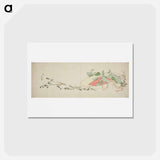 アートポストカード-Flowers and spring greens in a hat - 葛飾 北斎 Postcard.