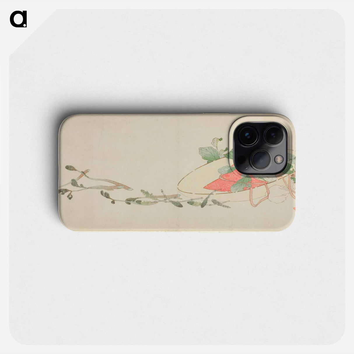 Flowers and spring greens in a hat - Katsushika Hokusai Phone Case.
