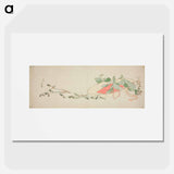 Flowers and spring greens in a hat - Katsushika Hokusai Poster.