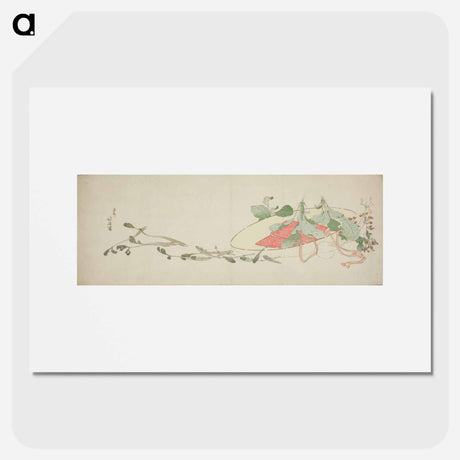アートポスター-Flowers and spring greens in a hat - 葛飾 北斎 Poster.