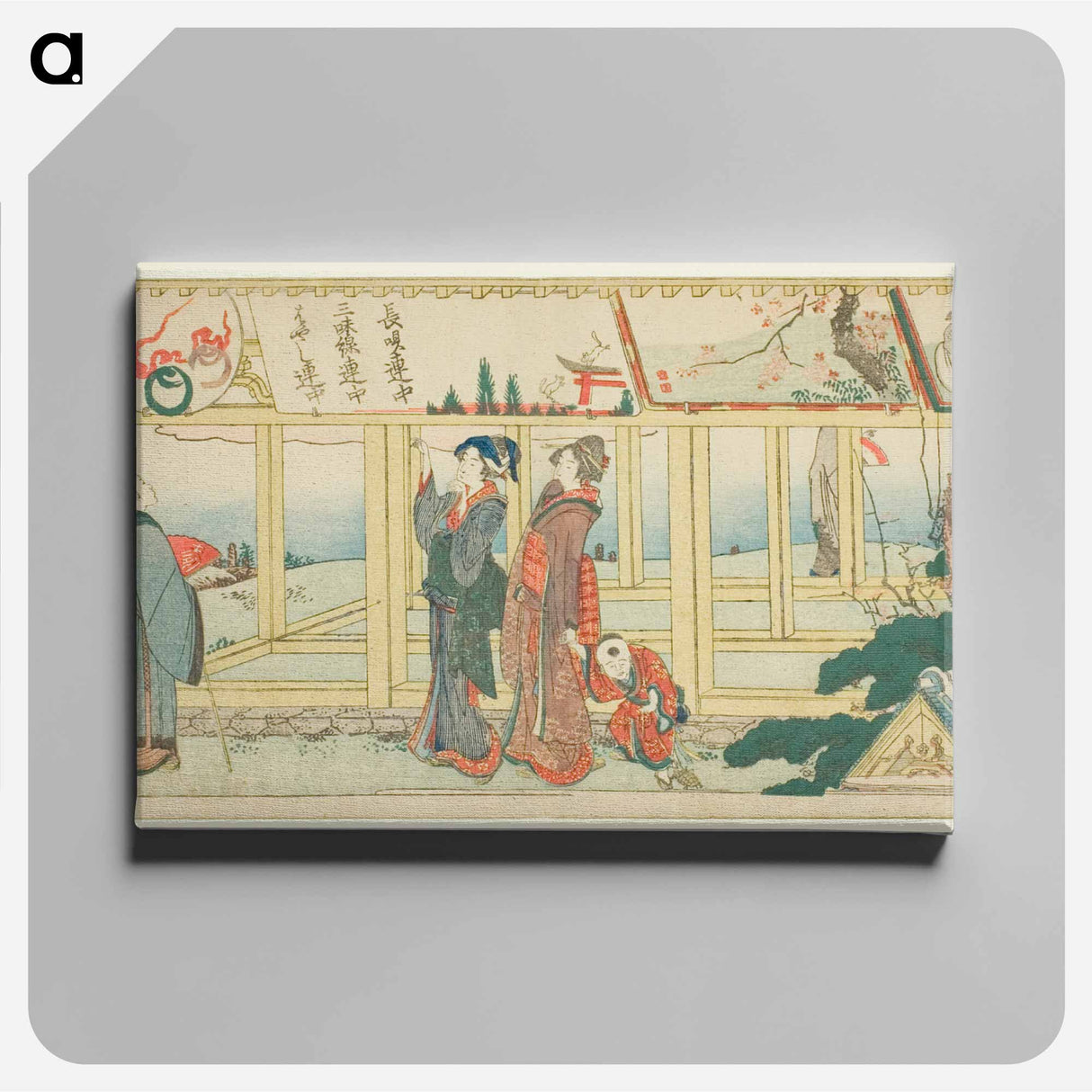 Viewing votive paintings by Katsushika Hokusai - Katsushika Hokusai Canvas.