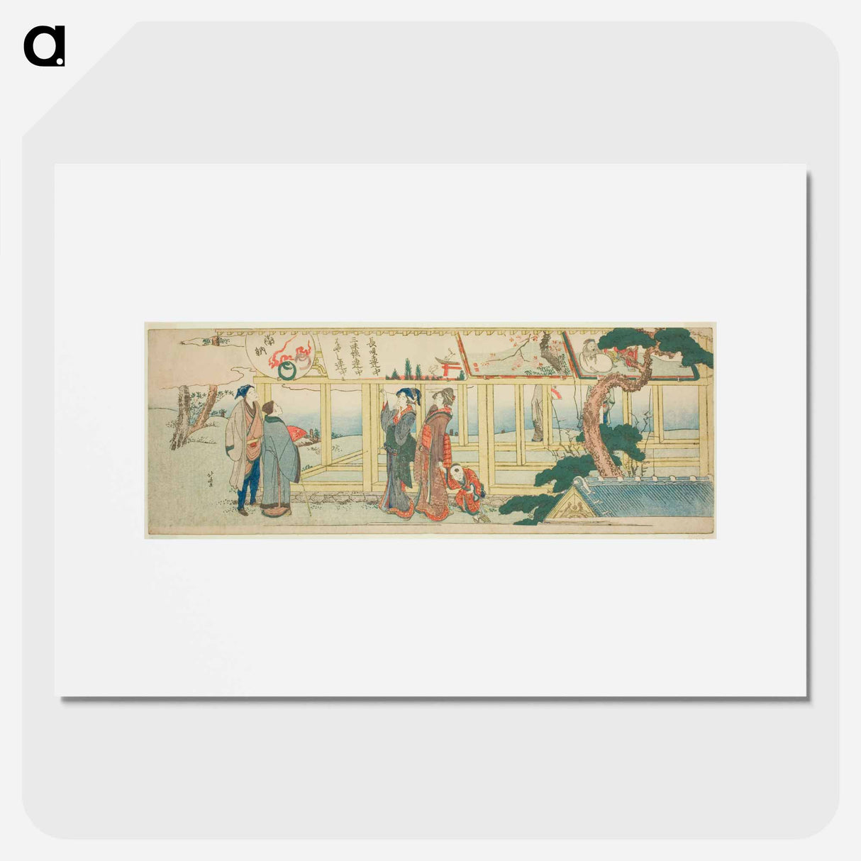 Viewing votive paintings by Katsushika Hokusai - Katsushika Hokusai Poster.