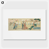 Viewing votive paintings by Katsushika Hokusai - Katsushika Hokusai Poster.