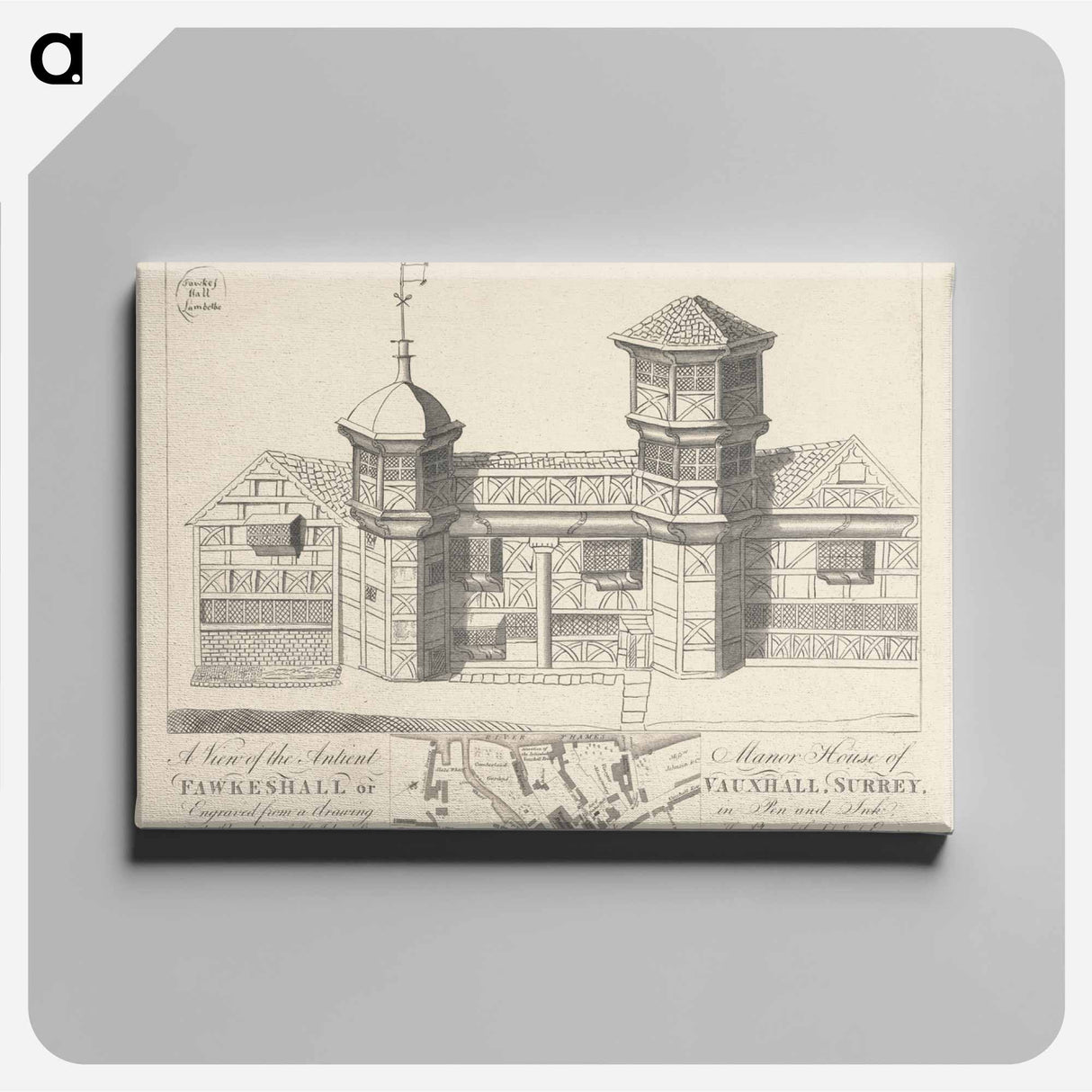 アートパネル-A View of the Antient Manor House of Fawkeshall or Vauxhall, Surrey
 - イェール大学アートギャラリー Canvas.