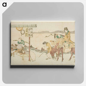 アートパネル-Travelers' tea house - 葛飾 北斎 Canvas.