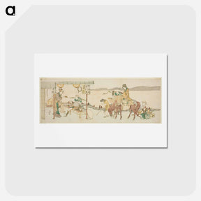 アートポストカード-Travelers' tea house - 葛飾 北斎 Postcard.