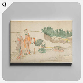 アートパネル-Visitors to Enoshima - 葛飾 北斎 Canvas.