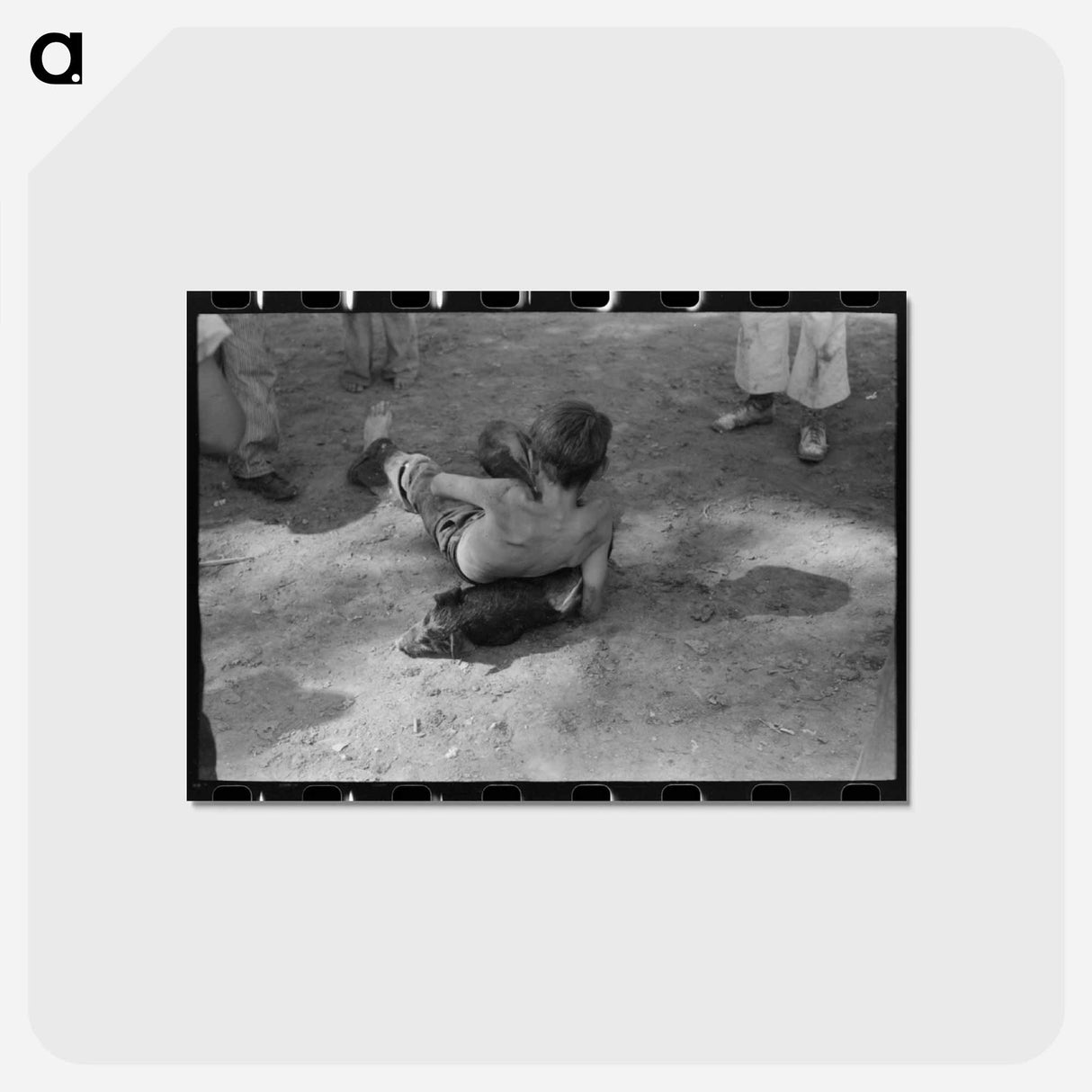 アートポストカード-Greased Pig Race
 - ラッセル リー Postcard.