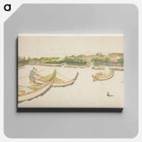 Boats transporting rice on the Sumida River - 葛飾 北斎 Canvas.