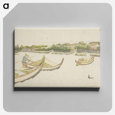 アートパネル-Boats transporting rice on the Sumida River - 葛飾 北斎 Canvas.