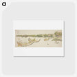 アートポストカード-Boats transporting rice on the Sumida River - 葛飾 北斎 Postcard.