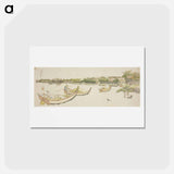 アートポストカード-Boats transporting rice on the Sumida River - 葛飾 北斎 Postcard.