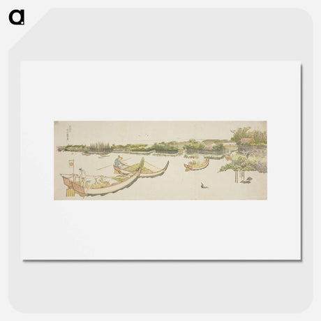 アートポスター-Boats transporting rice on the Sumida River - 葛飾 北斎 Poster.