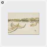 アートポストカード-Boats transporting rice on the Sumida River - 葛飾 北斎 Postcard.