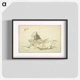 アートポスター-A Philosopher Watching a Pair of Butterflies - 葛飾 北斎 Poster.