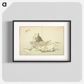 アートポスター-A Philosopher Watching a Pair of Butterflies - 葛飾 北斎 Poster.