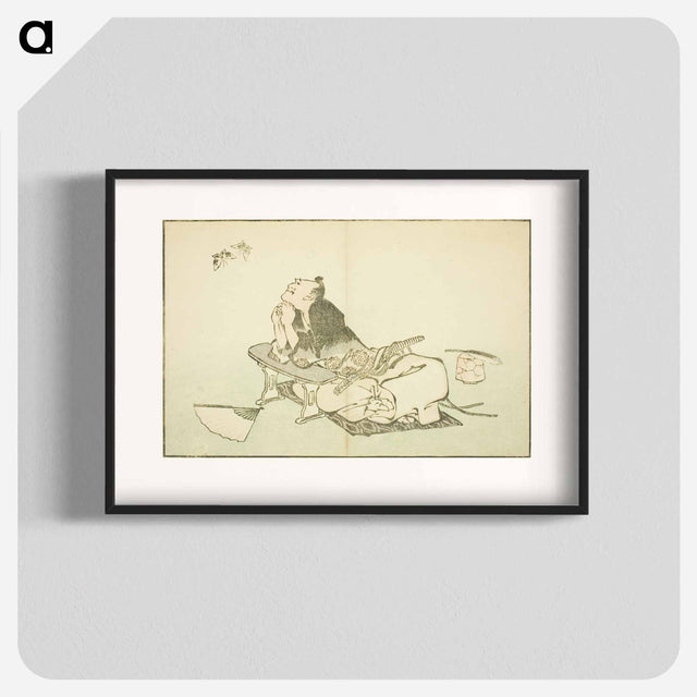 アートポスター-A Philosopher Watching a Pair of Butterflies - 葛飾 北斎 Poster.