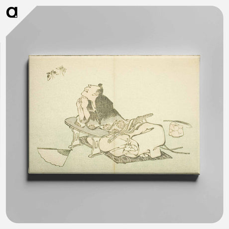 アートパネル-A Philosopher Watching a Pair of Butterflies - 葛飾 北斎 Canvas.
