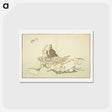 アートポストカード-A Philosopher Watching a Pair of Butterflies - 葛飾 北斎 Postcard.